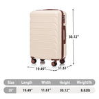 28 Inch ABS Hard Shell Large Travel Checked Luggage - Beige