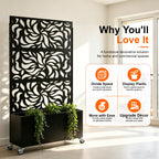 70.87" H × 46.06" W Leaf Pattern Privacy Screen with Planter Box
