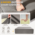 6-Inch Thick Outdoor Chair Cushion Set - 2 Pieces