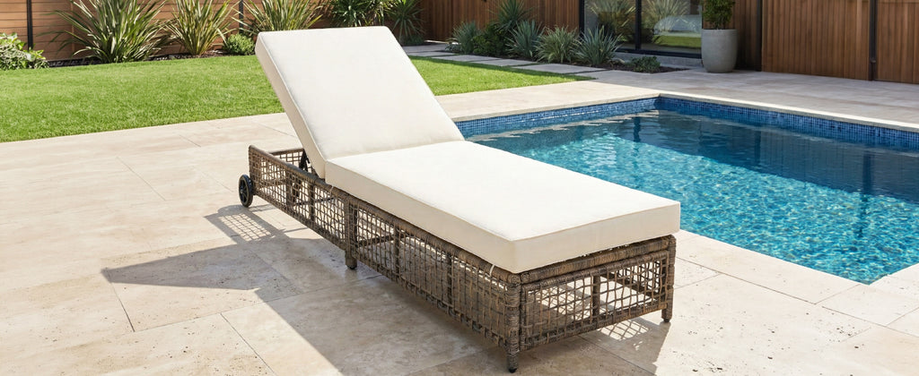 TREXM Outdoor Lounge Chair with Cushion and Wheels