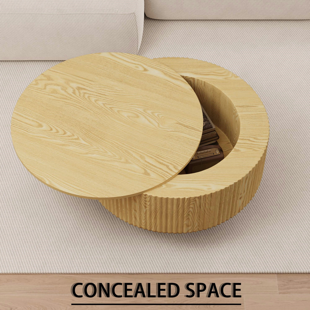 MDF Modern Round Coffee Table and 2 PU Dining Chairs Set