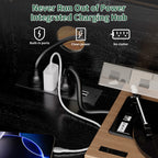 Record Player Stand with Power Outlet & Flip-Down Lid