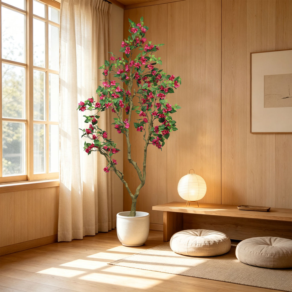 7FT Artificial Bougainvillea Tree with Realistic Rose