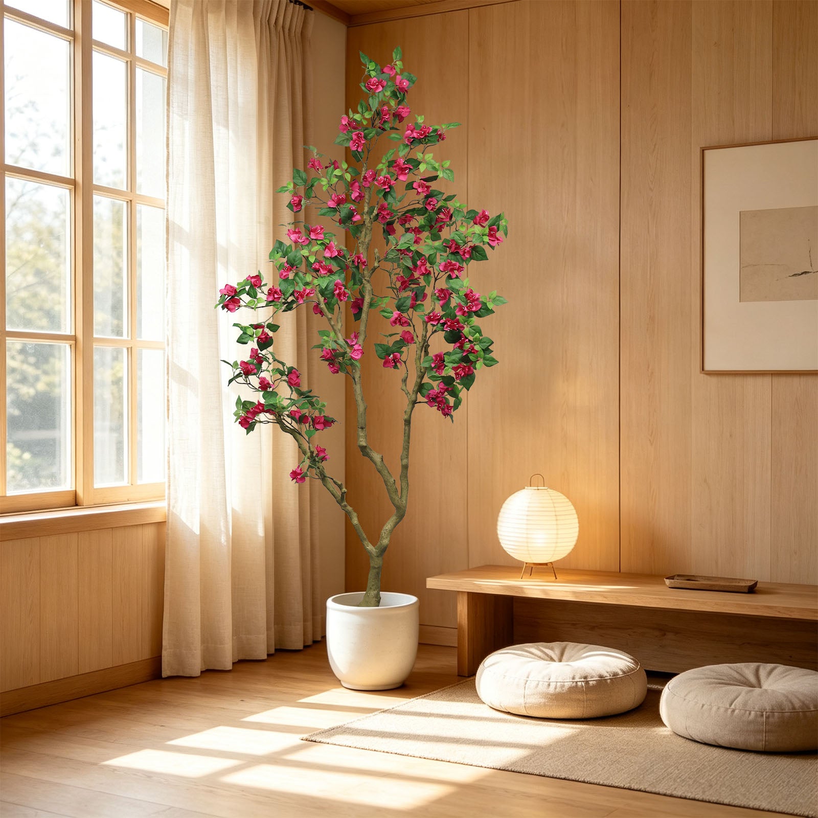 7FT Artificial Bougainvillea Tree with Realistic Rose
