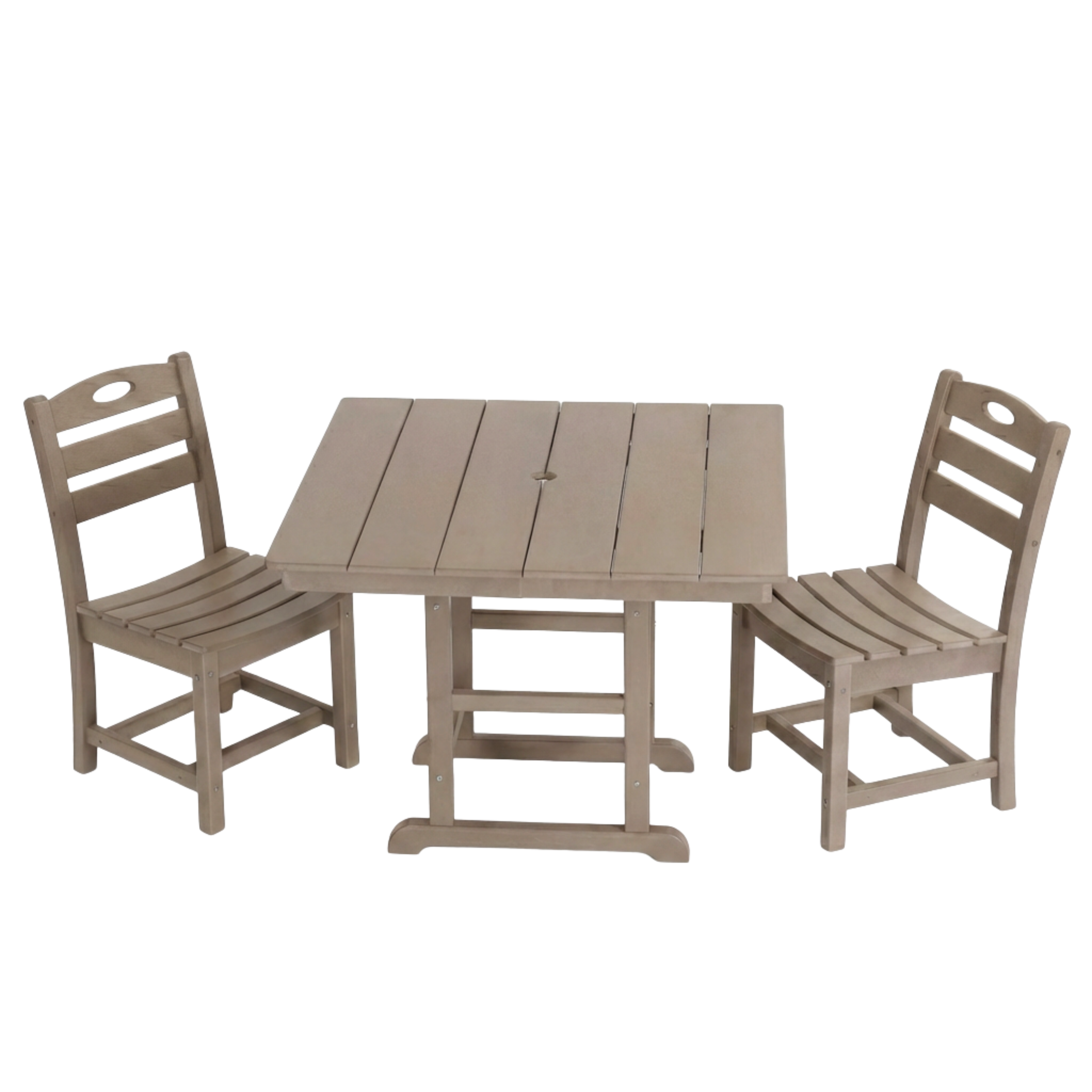 Antique Wood HDPE Outdoor Patio Dining Set