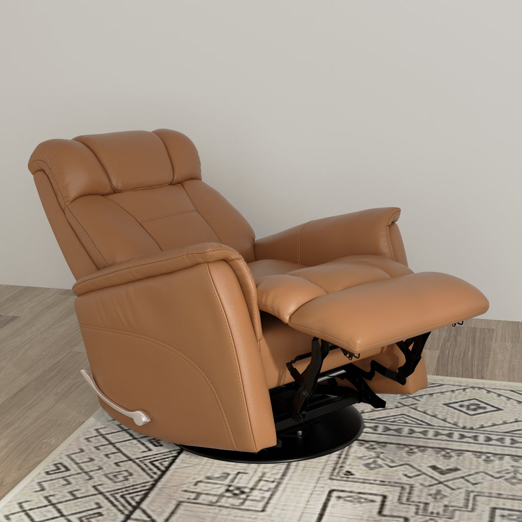 Global Home Swivel Glider Recliner with Manual Adjustable Headrest & Footrest