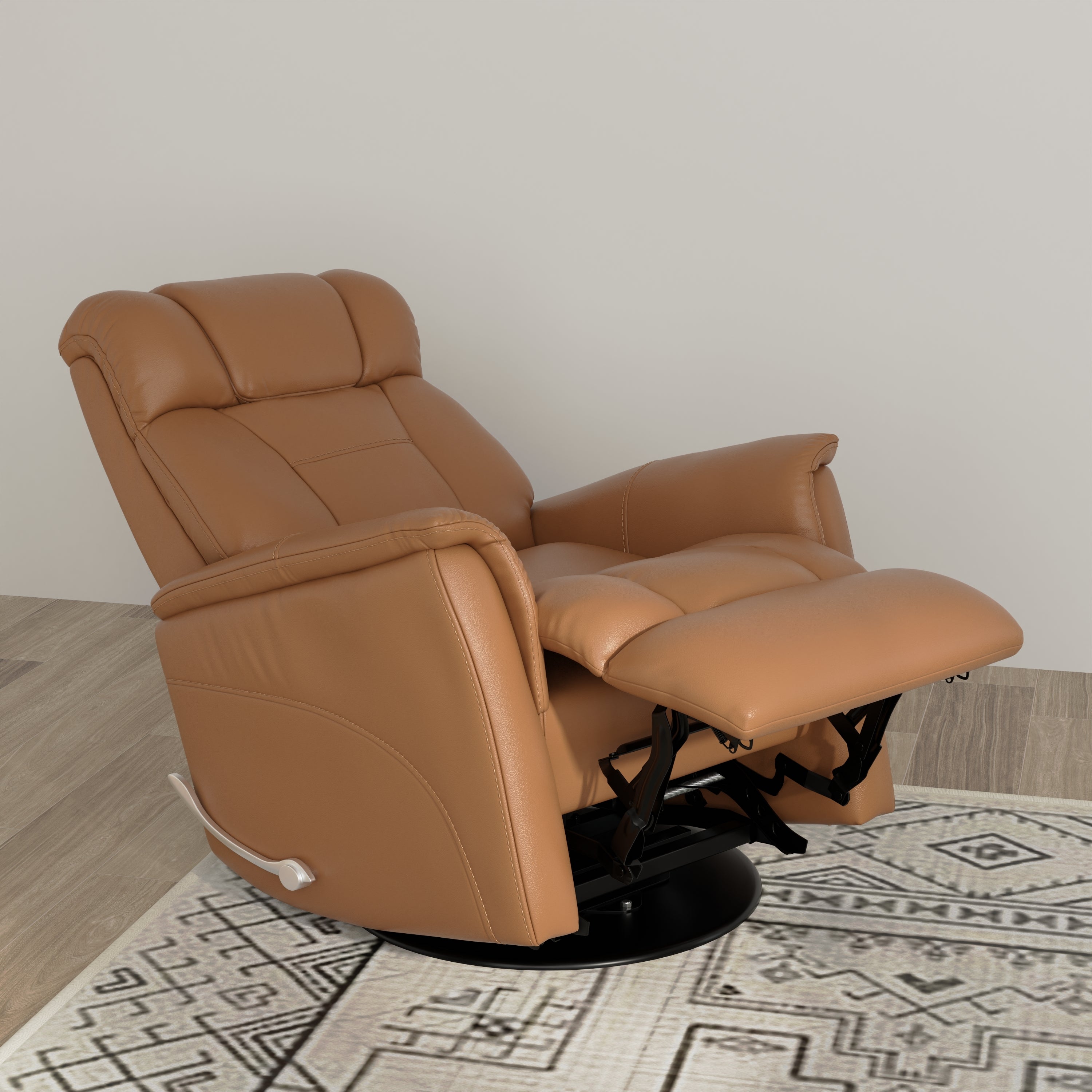 Global Home Swivel Glider Recliner with Manual Adjustable Headrest & Footrest