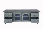 60" Farmhouse TV Stand with 4 Drawers & 2 Glass Doors
