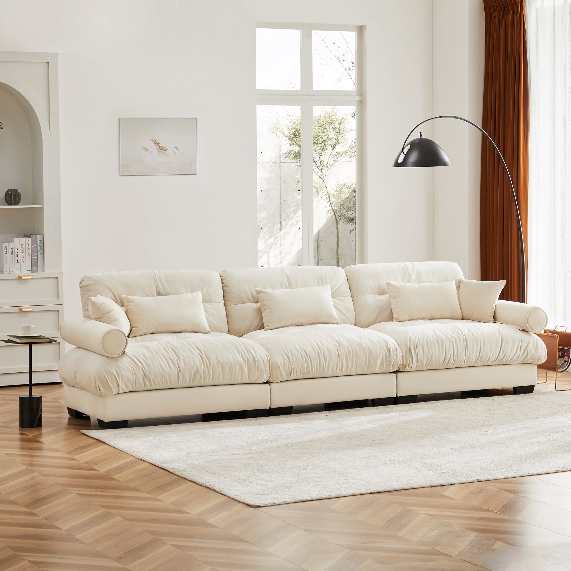 Extra Large 3 Seat Modern Velvet Sofa