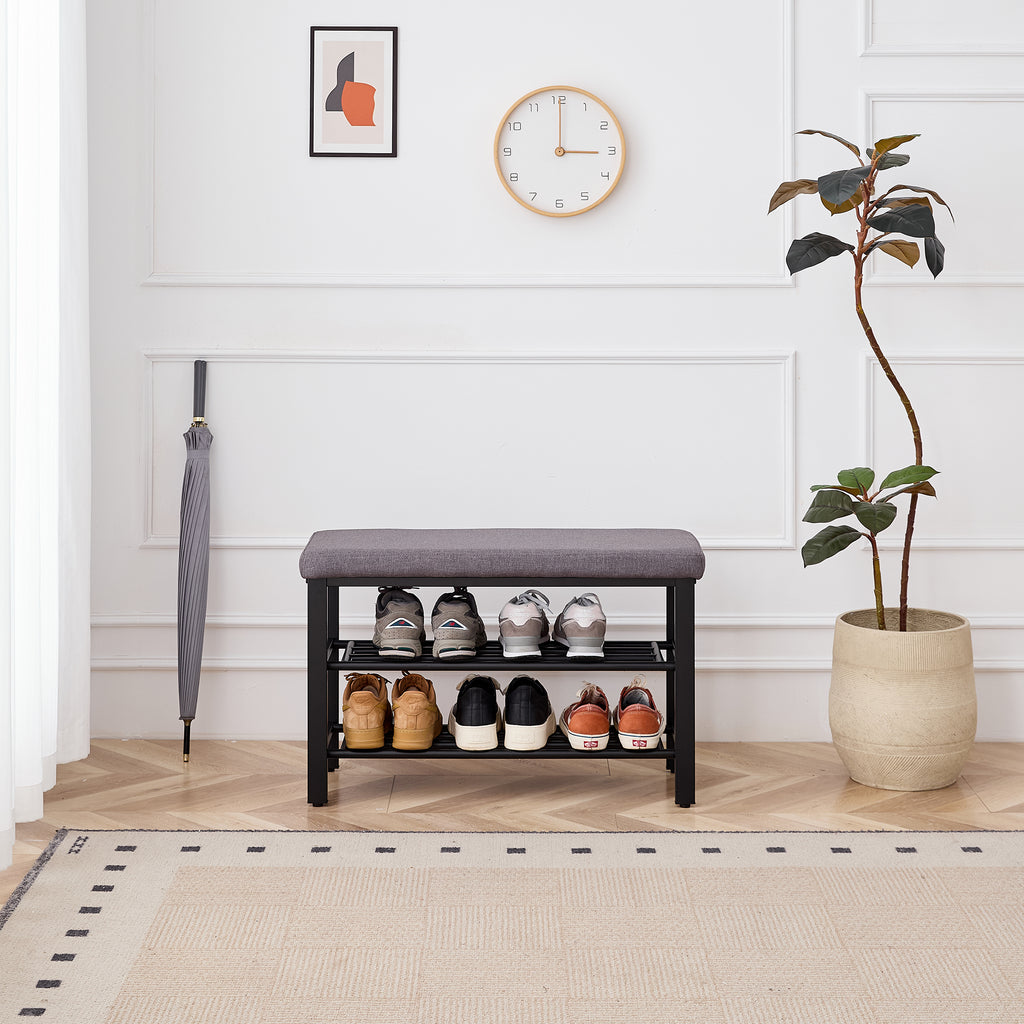 Shoe Bench with Cushion and Storage