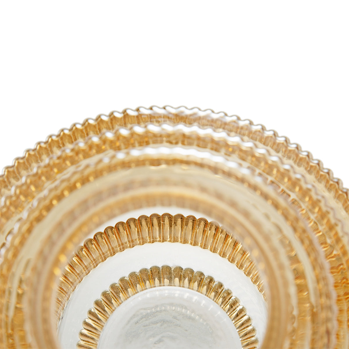 D5.9x6.7" Tiered Geometric Amber Luster Clear Vase, Set of 2