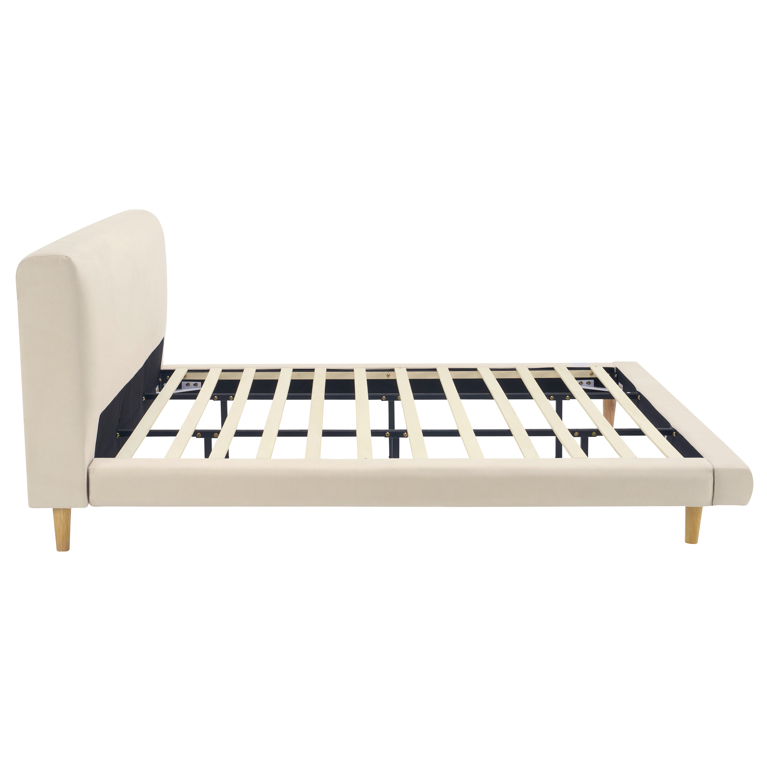 Beige Chunky Headboard Bed Frame