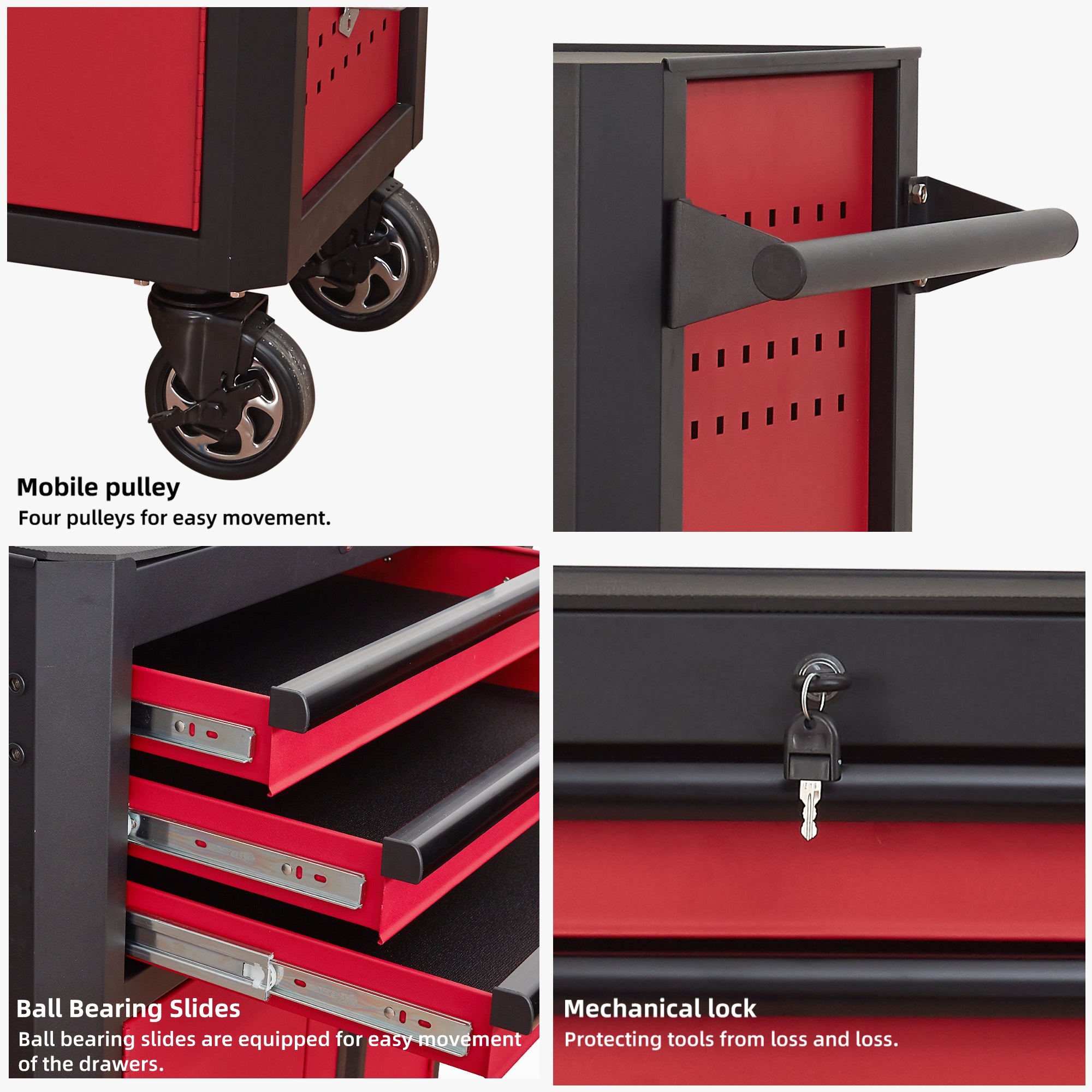 28 Inch 3-Drawer Rolling Tool Chest with Wheels