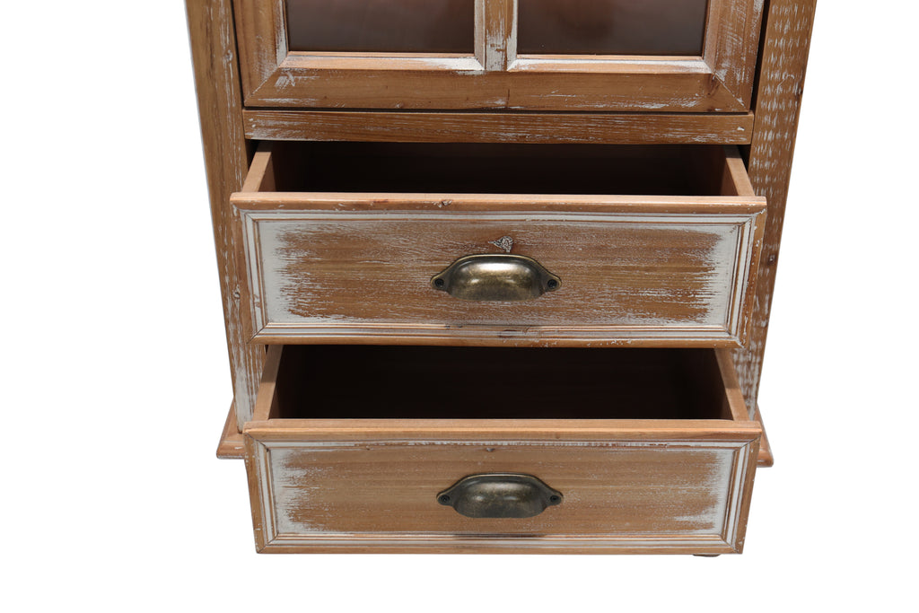 Rustic Wooden Storage Cabinet with Decorative Cutout Door