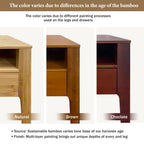 Mid-Century Modern Solid Bamboo Wood Nightstand