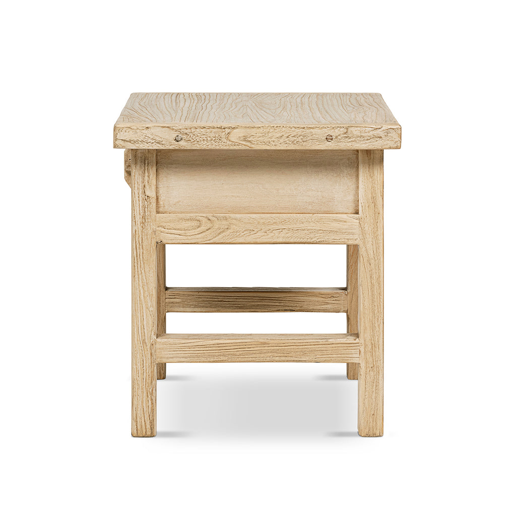 Rowan 22" Elm Wood Side Table with Drawer Light