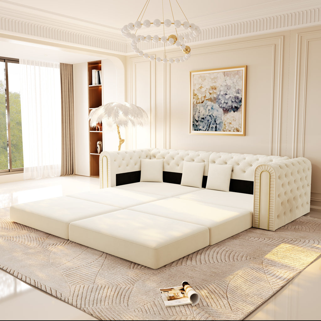 90.6" 3-in-1 Convertible Sleeper Sofa