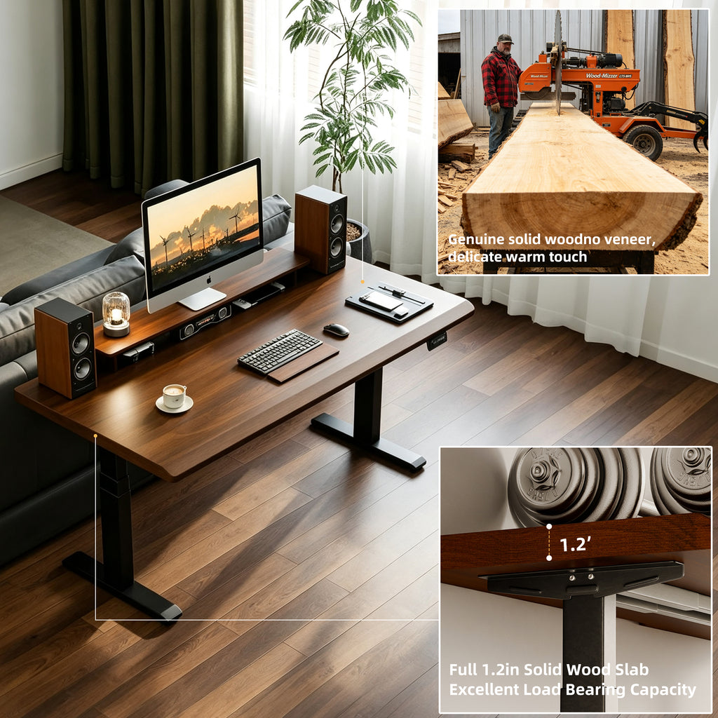Solid Rubberwood Electric Standing Desk