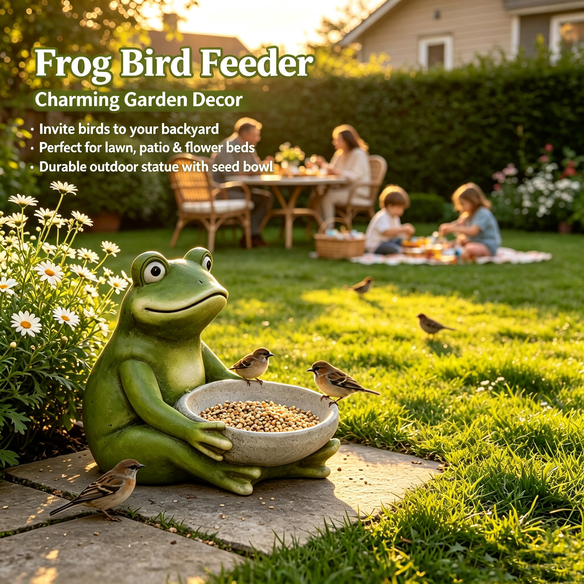 15'' Moss Frog Sculpture