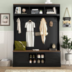 Vibe Haus 71"H Farmhouse Hall Tree with Bench and Shoe Storage