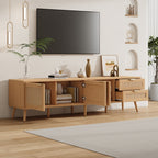 70 Inch Modern TV Stand with Rattan Doors for TVs up to 80"