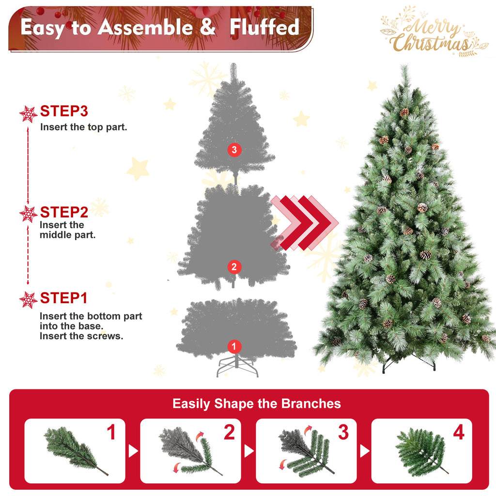 7FT Christmas Tree with 82 Pine Cones