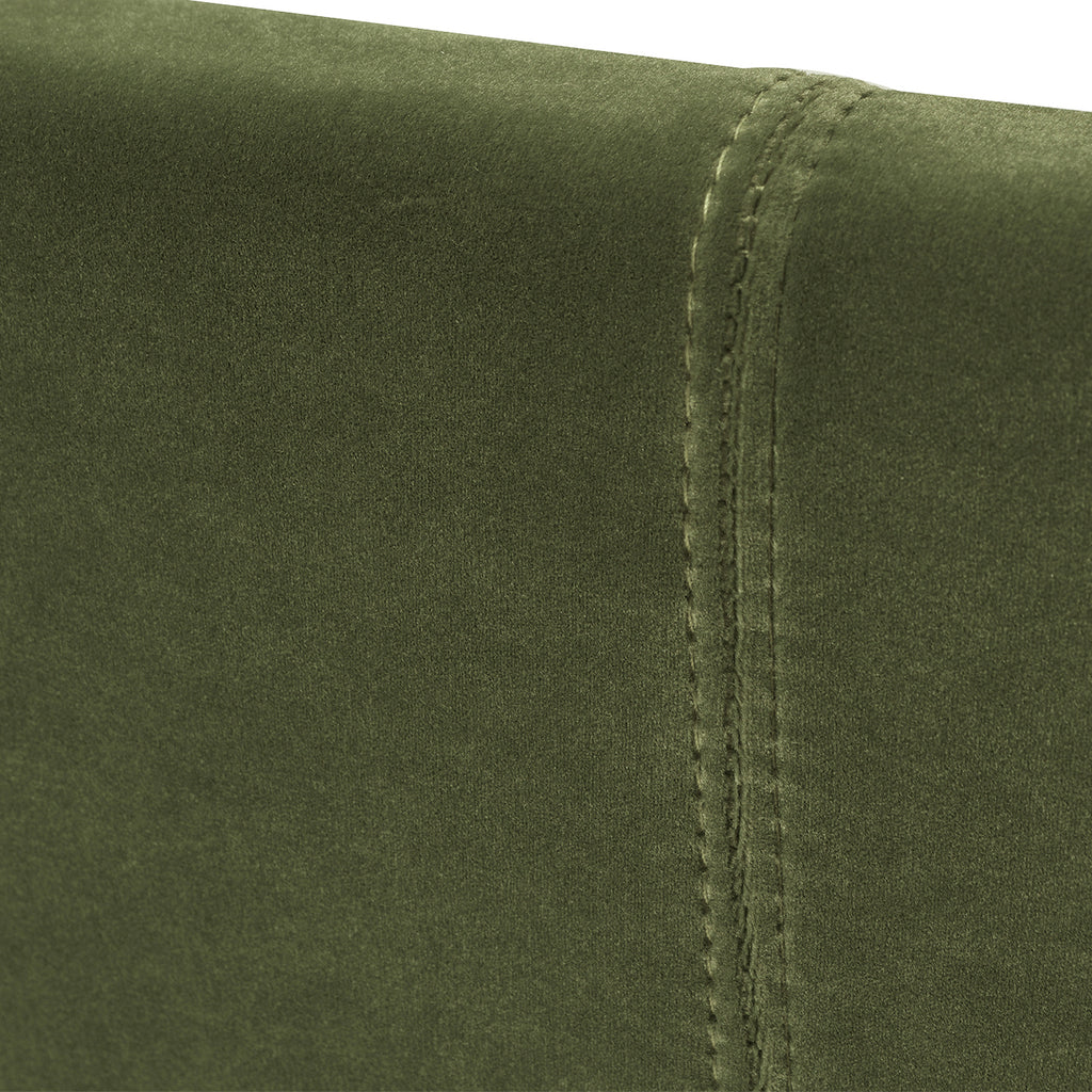 Marcella Upholstered Shelter Headboard Bed Set, King, Olive