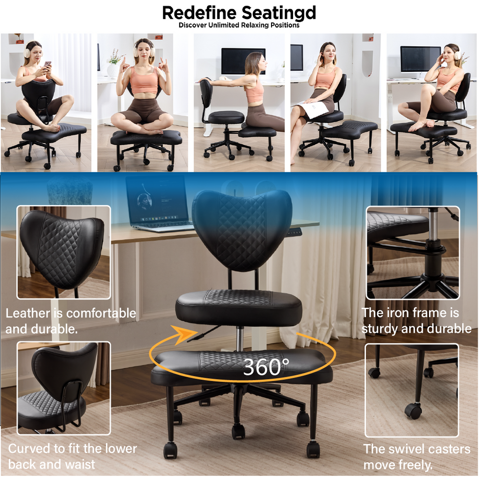 Upgraded Ergonomic Cross Legged Swivel Chair