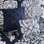 7 Piece Cotton Printed Comforter Set - Indigo Cal King