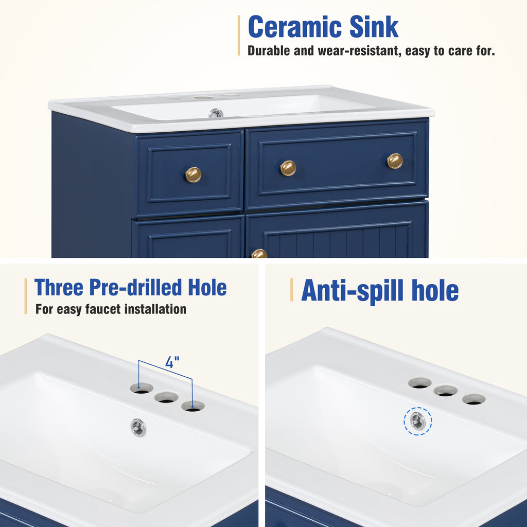 24-Inch Bathroom Vanity Cabinet with Ceramic Sink