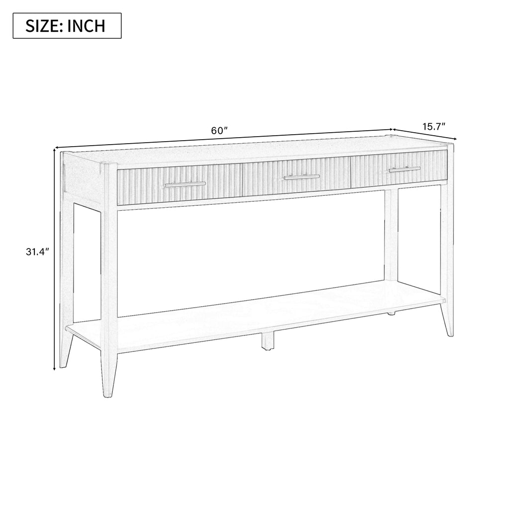 U_Style 60" Painted Console Table with 3 Drawers