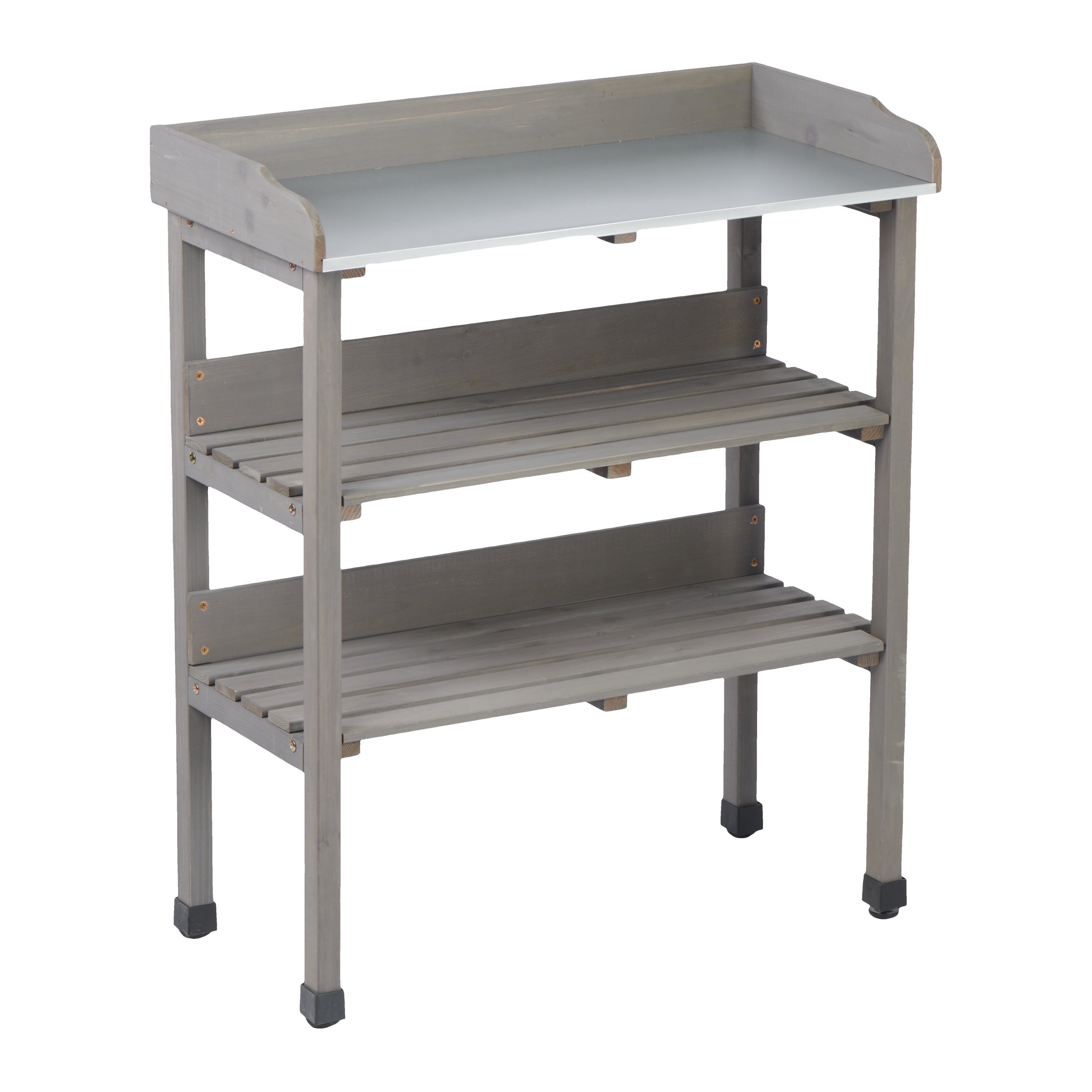 30″x14.5″×35.5″ Potting Table with Metal Tabletop