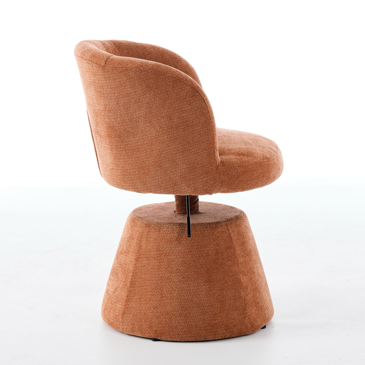 Adjustable Height 360° Swivel Bar Stool, Modern Chenille Upholstered Round Dining Chair, Ergonomic Accent Vanity Chair for Bedroom,Kitchen Island & Pub, Single Pack, Terracotta &