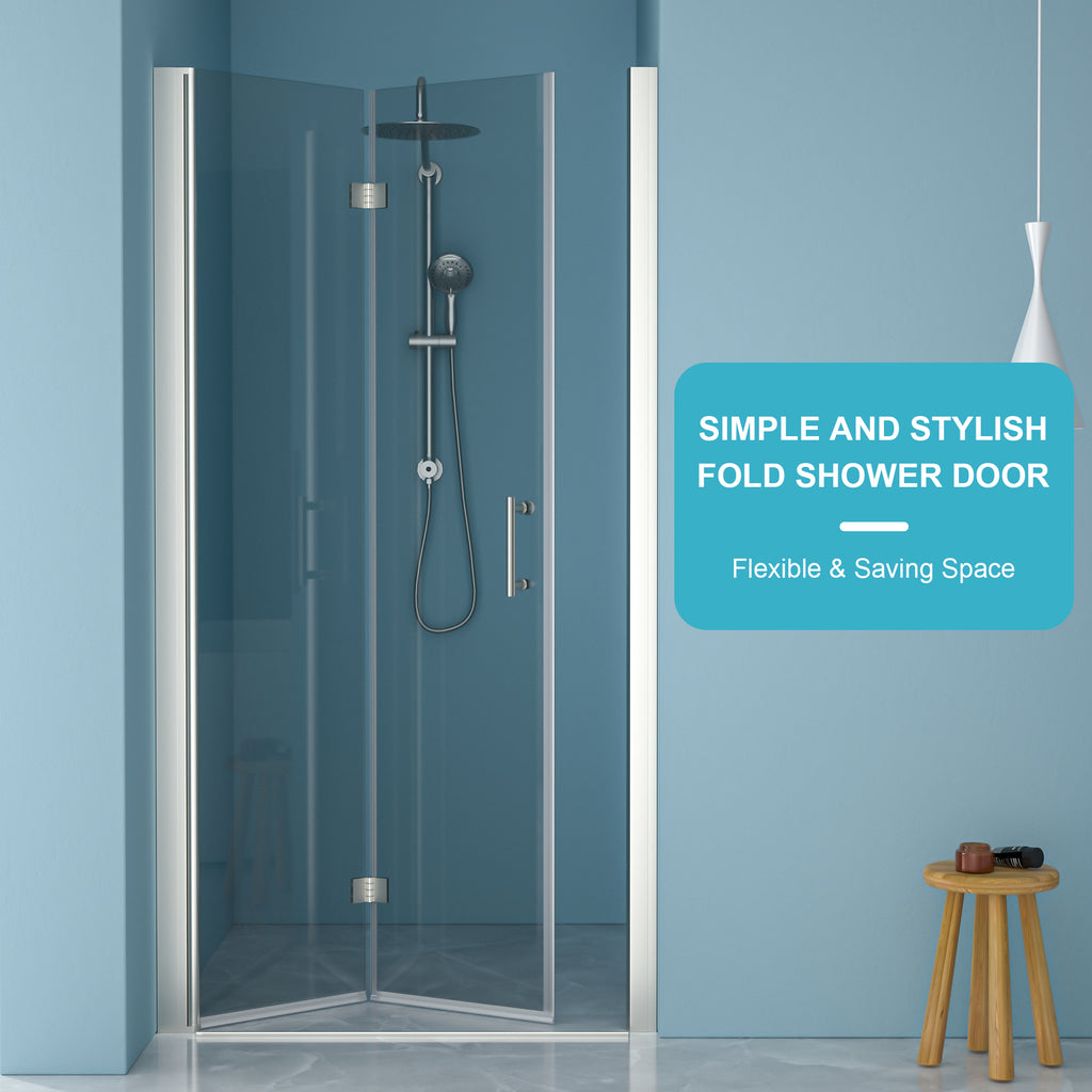 34"W x 72"H Fold Frameless Shower Door