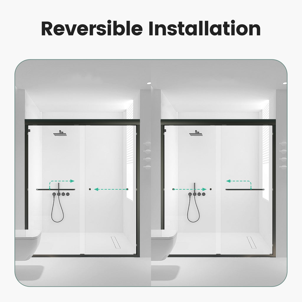 56"-60"W*72" H Semi-Frameless Double Sliding Shower Door