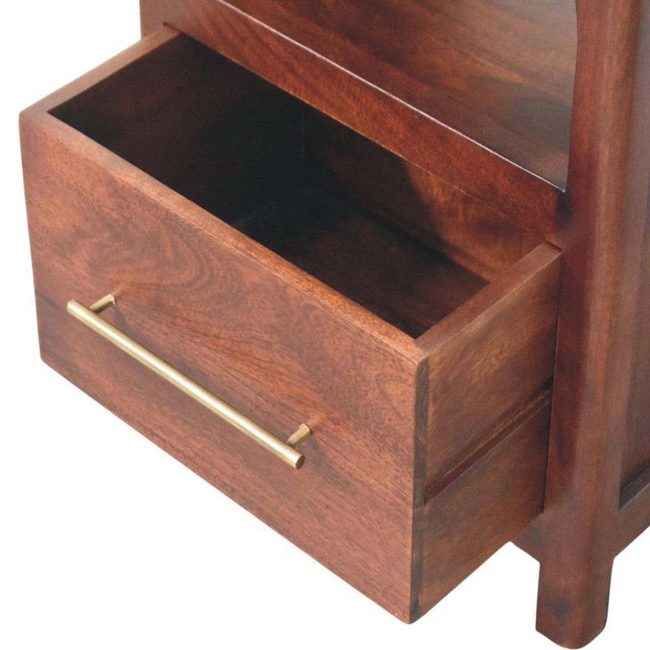 Solid Wood Arched Edge 1 Drawer Bedside Table