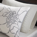 Printed Cotton Sateen Comforter Set Grey/Peach Twin/Twin XL