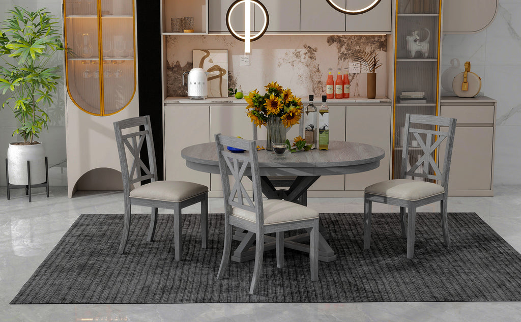 TREXM 5-Piece Retro Functional Dining Table Set