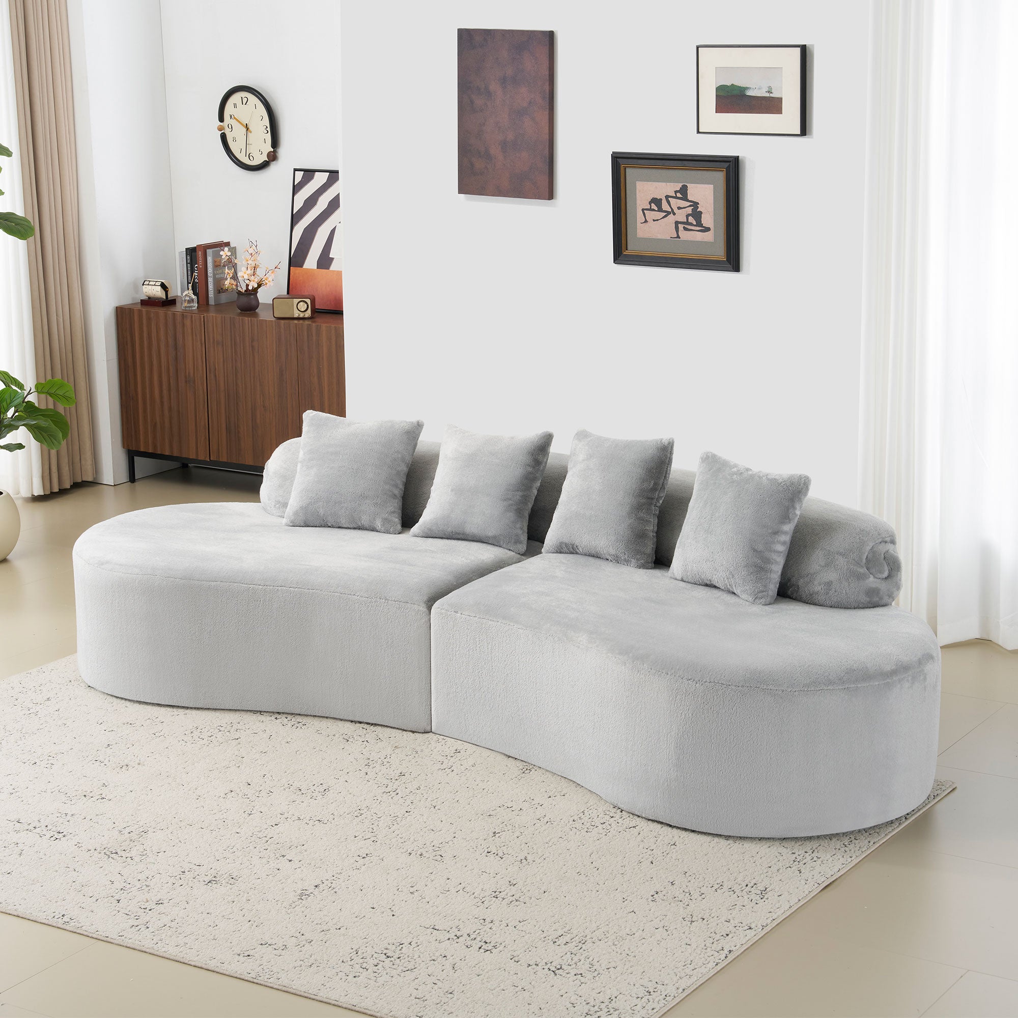 Modern and Simple Curved Flannelette Sofa