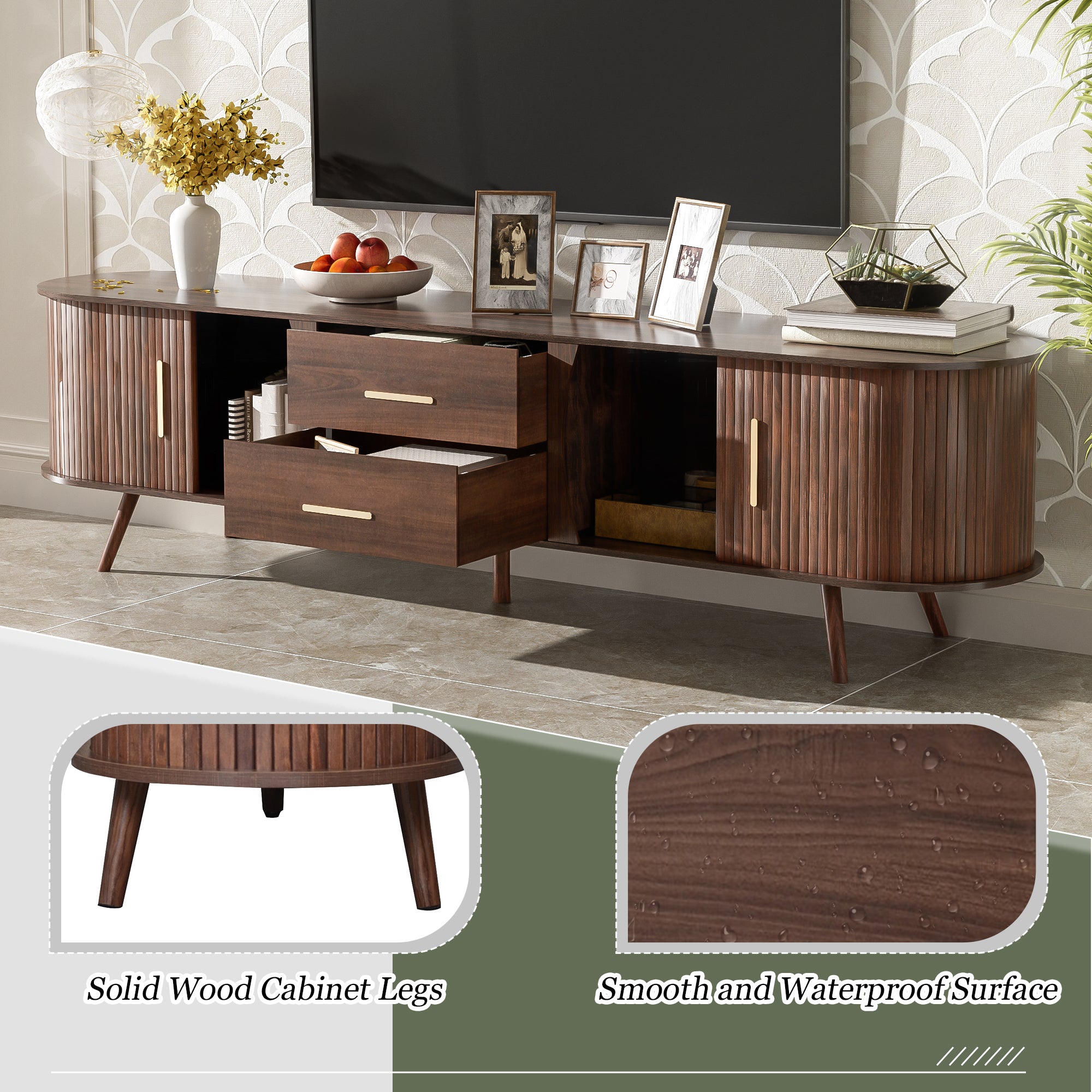 Mid-Century Modern TV Stand for 80" TV