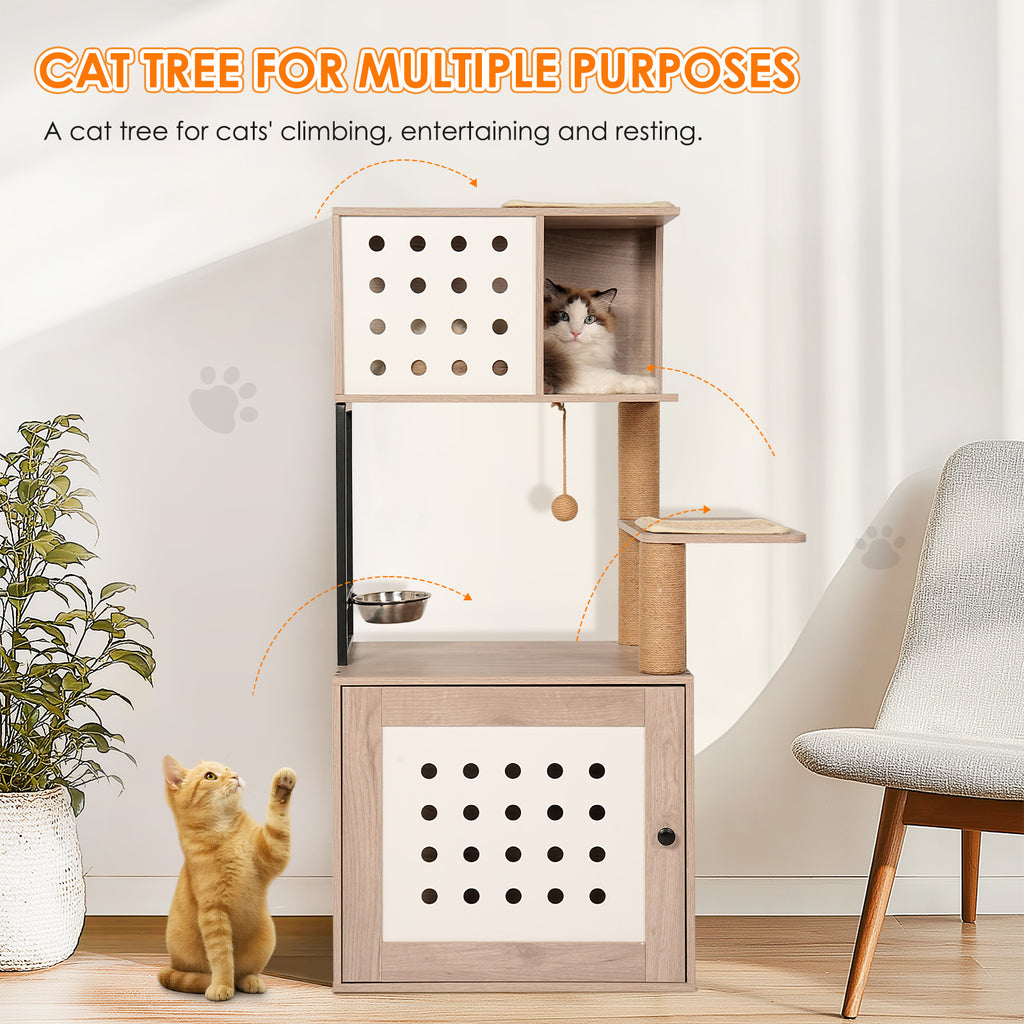 Cat Tree with Litter Box Enclosure
