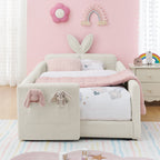 Twin Size Upholstered Platform Bed with Rabbit Ear Headboard