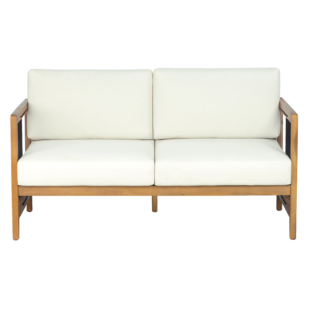 2-Piece Acacia Wood Outdoor Loveseat Set