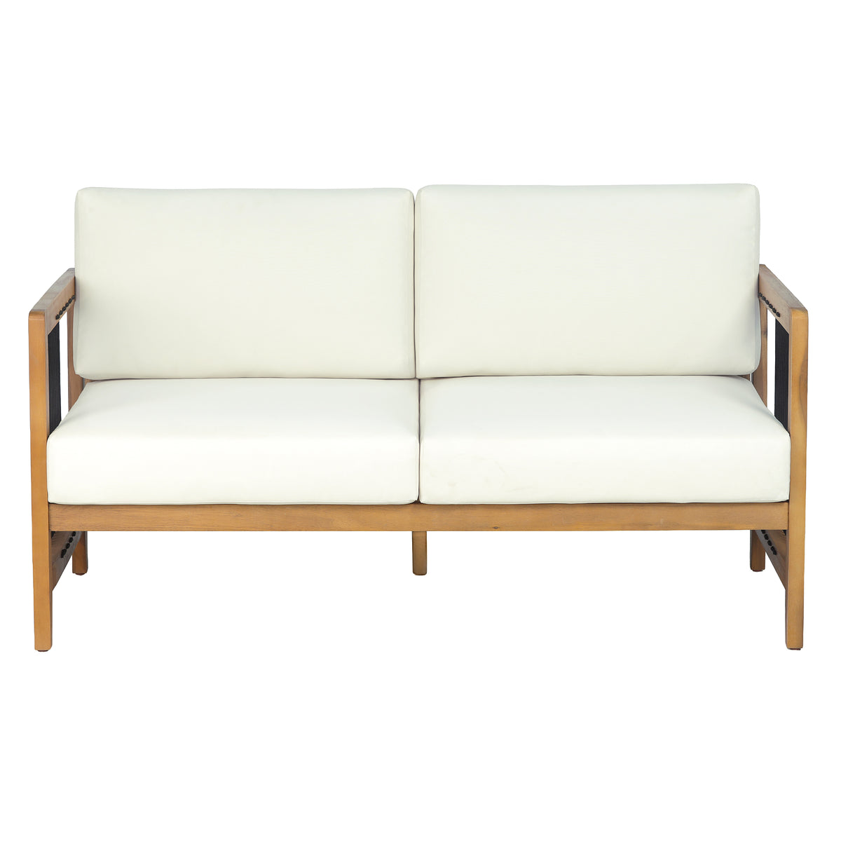 2-Piece Acacia Wood Outdoor Loveseat Set