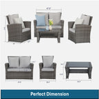 4-Piece All Weather Wicker Patio Conversation Set