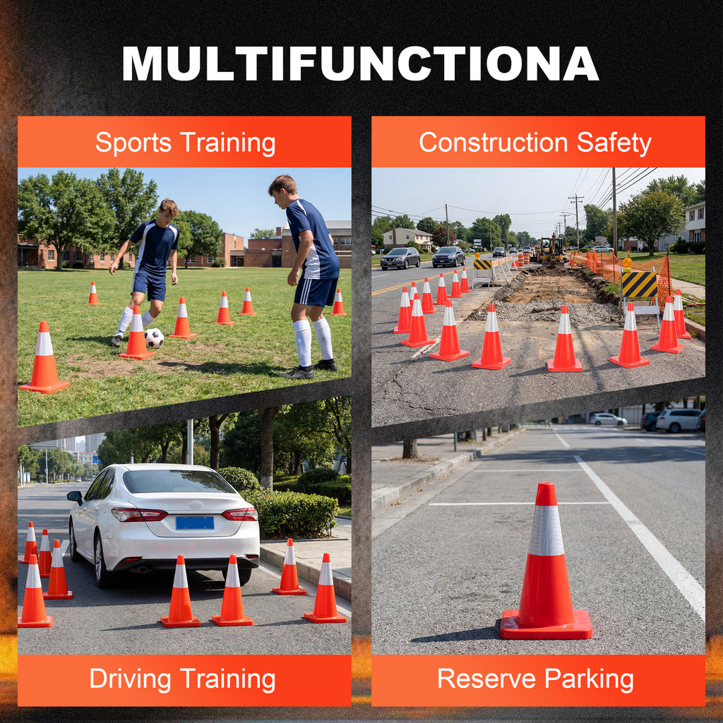 18-Inch Traffic Safety Cones, 2-Pack