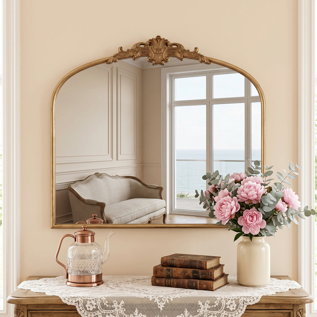 32"x24.4" Baroque Vintage Arched Wall Mirror