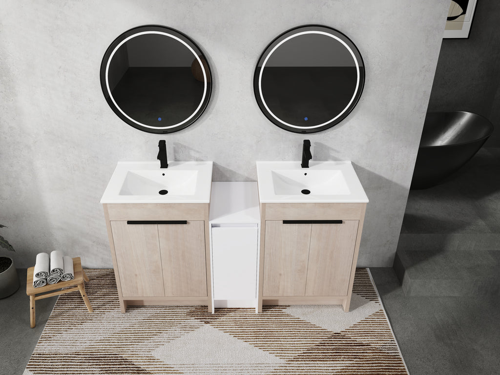 60 Inch Freestanding Bathroom Vanity with Ceramic Sink