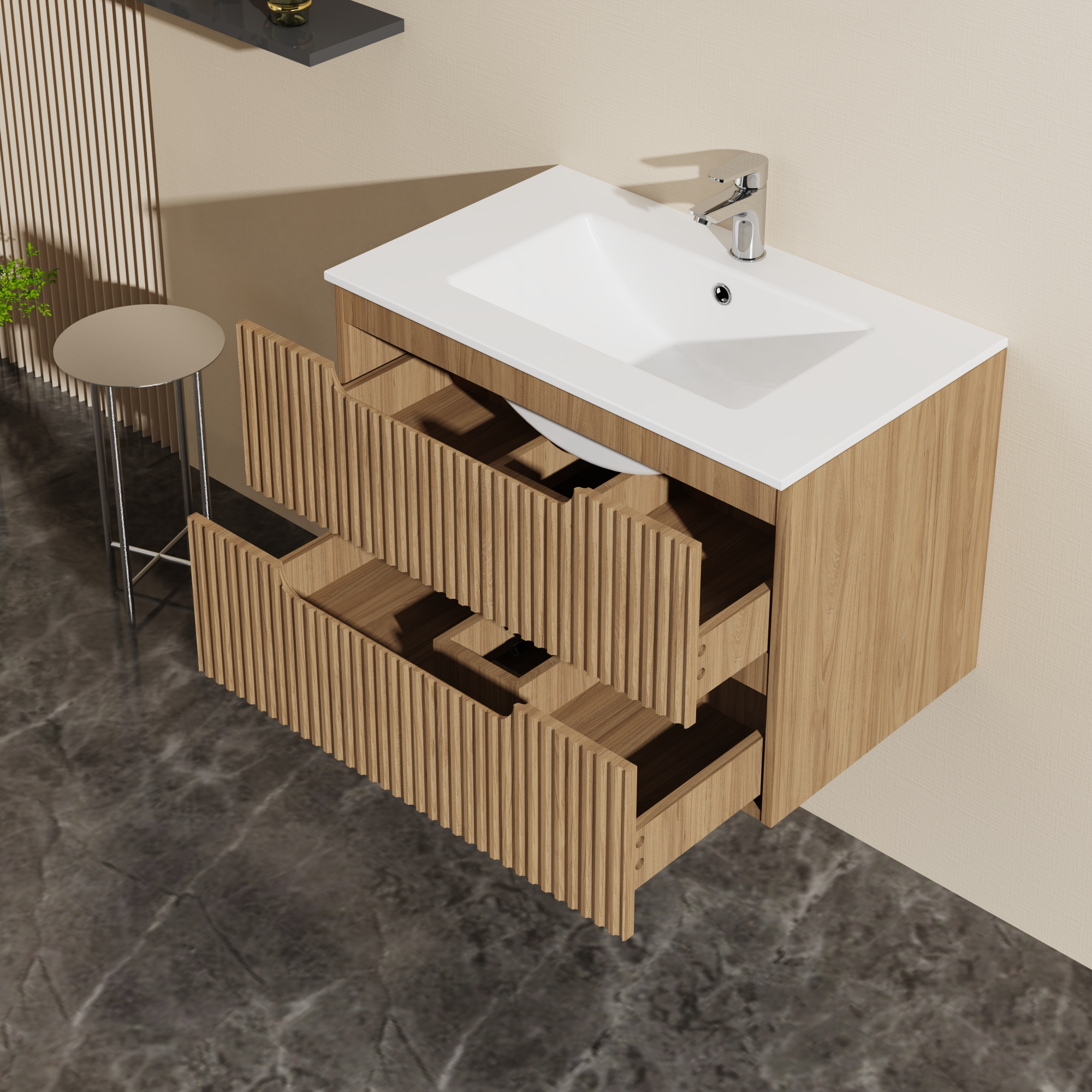 30" Wall Mounted Bathroom Vanity with Sink Combo