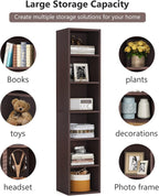 70.9" Cherry 6-Tier Narrow Corner Cube Bookcase